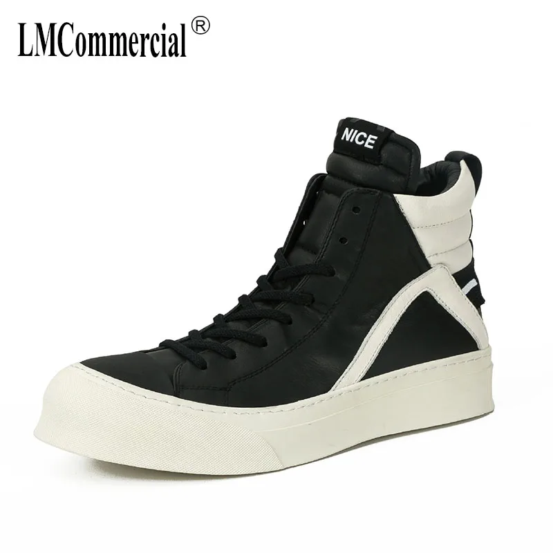 

Genuine Leather men'slace up shoes all-match cowhide mens boots casual autumn winter cowboy boots mens high top sneakers boots