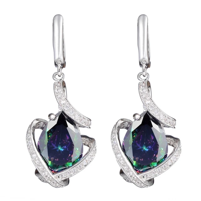 Fleure Esme Hot Silver Plated Earrings Rainbow And White Cubic Fleure Esme Hot Silver Plated Earrings Rainbow And White Cubic Zirconia Jewelry R3328 Explosion Models Rave