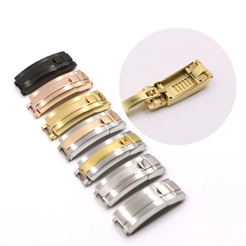 CARLYWET 9mm x 9mm Brush Polish Stainless Steel Watch Band Buckle Glide Lock Clasp Steel For Bracelet Rubber Leather Strap Belt 24mm silicone rubber watch band for sony smartwatch 2 sw2 dual brush 316l stainless steel buckle strap wrist belt bracelet black