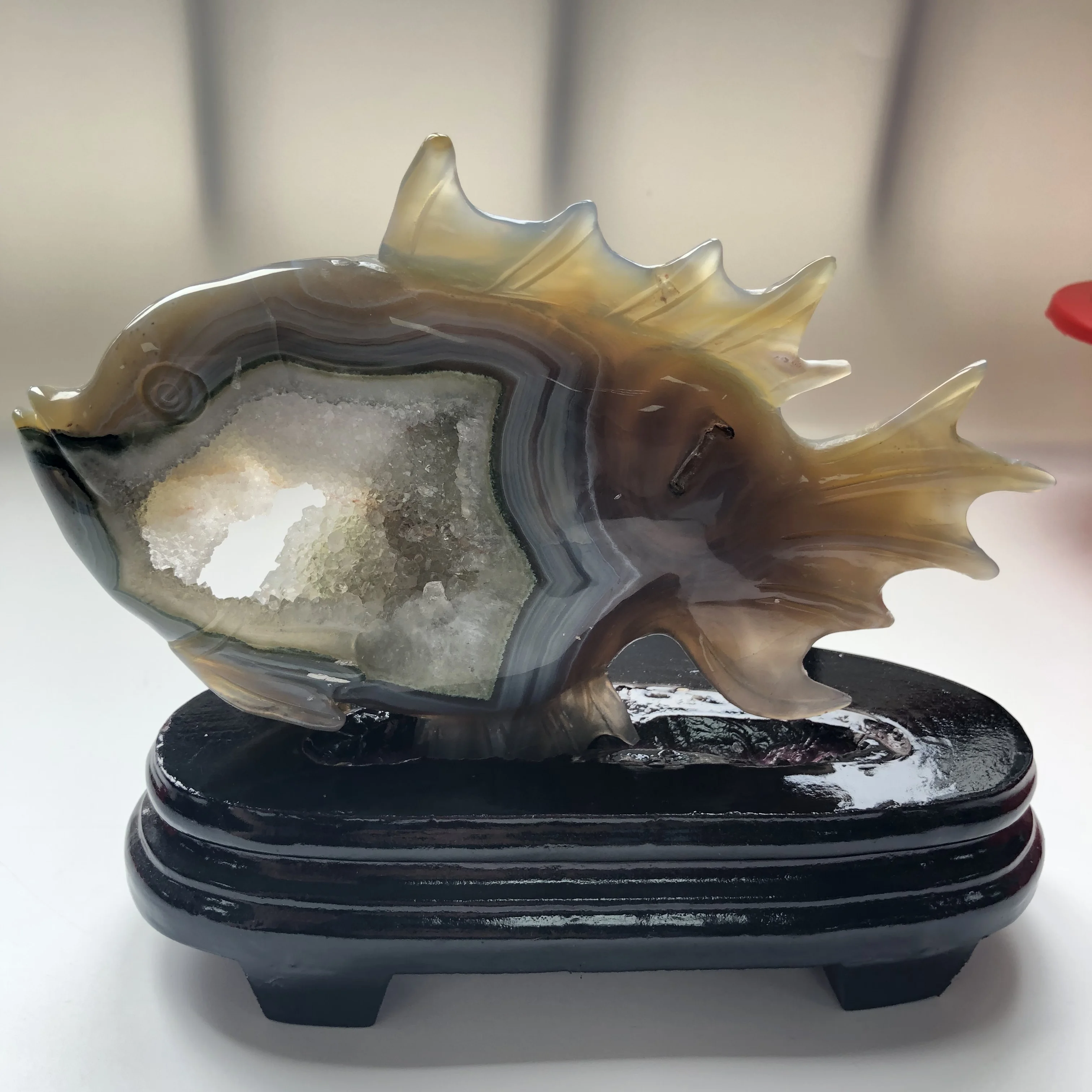 

Natural Crystal Agate Geode Fish Status Cluster Hand Polished Cute Animals Genstone For Gift Deco FYY