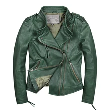 Мужская куртка из натуральной овчины, мотоциклетная кожаная куртка, облегающее пальто в повседневном стиле, мужская зеленая осенне-зимняя куртка jaqueta de couro