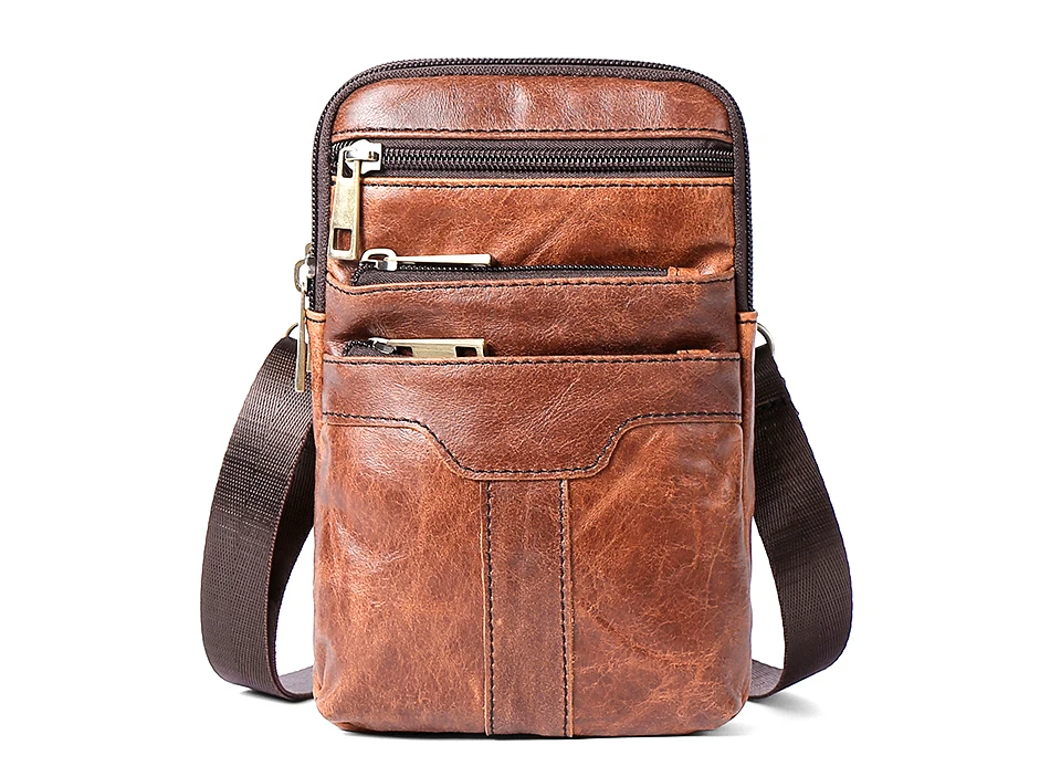 Messenger Bag Men Waist Pack Genuine Leather Men's Shoulder Crossbody Bags For Men Belt Bag (3)
