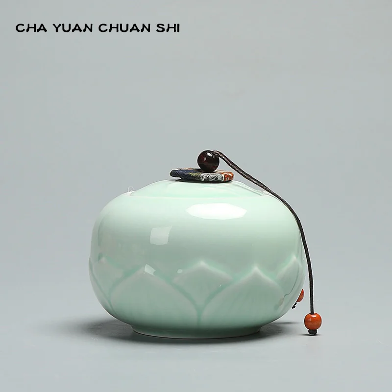 Керамические чайные банки Chayuanchuanshi Jingdezhen из селадона лотоса герметичная