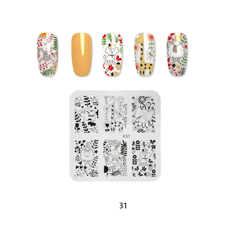 Маникюрные Летние Стильные штампованные пластины для ногтей цветок мороженое