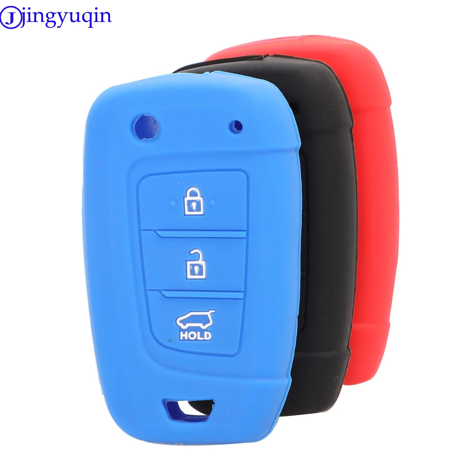 

jingyuqin 3Button Silicone Remote Key Shell Cover Case For Hyundai Solaris 2 Elantra i30 i35 i40 Tucson Kona 2015 2016 2017 2018