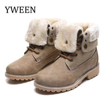 

YWEEN Women Boots 2019 Winter Boots New Women Ankle Boots Women Shoes Warm Fur Plush Shoes Woman Zapatos de mujer Fur Boots