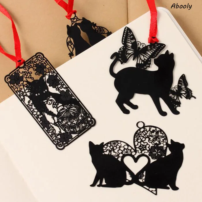 

1Pcs/set Cute Creative Kawaii Metal Book Markers Marque Page Cute Cat Bookmark For Books Paper Clip Korean Stationery