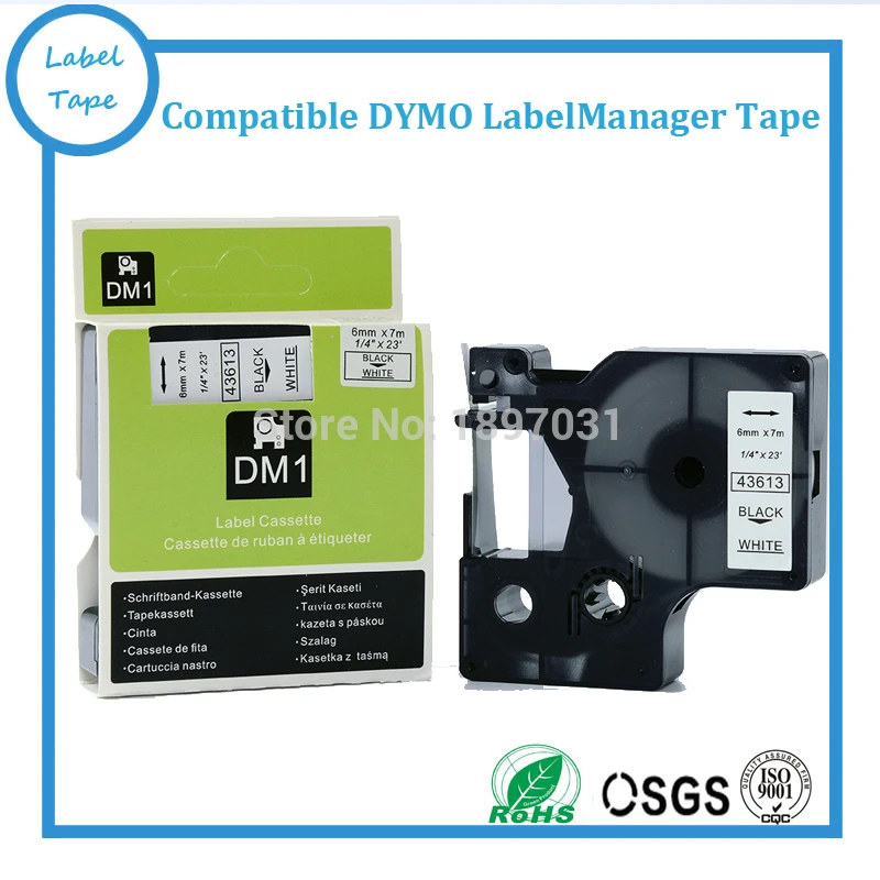 Dymo labels black on white