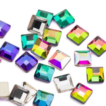 

Square Flat Back Rhinestones 20pcs/pack Crystal Glass Colorful Stones For 3D Wedding dress Decoration