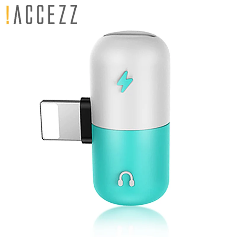 

!ACCEZZ Pill Shape 2 3 IN 1 Dual Lighting Fast Charging&Headphone Connector Adapter For iphone X 8 7 Plus Earphone AUX Splitter