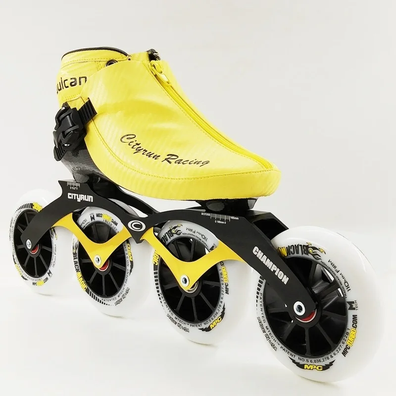 Профессиональный Скорость скейт обувь роллеров Новое поступление Для мужчин/Для женщин роликовых коньков 4 колеса взрослых/детские ботинки - Цвет: yellow wheel