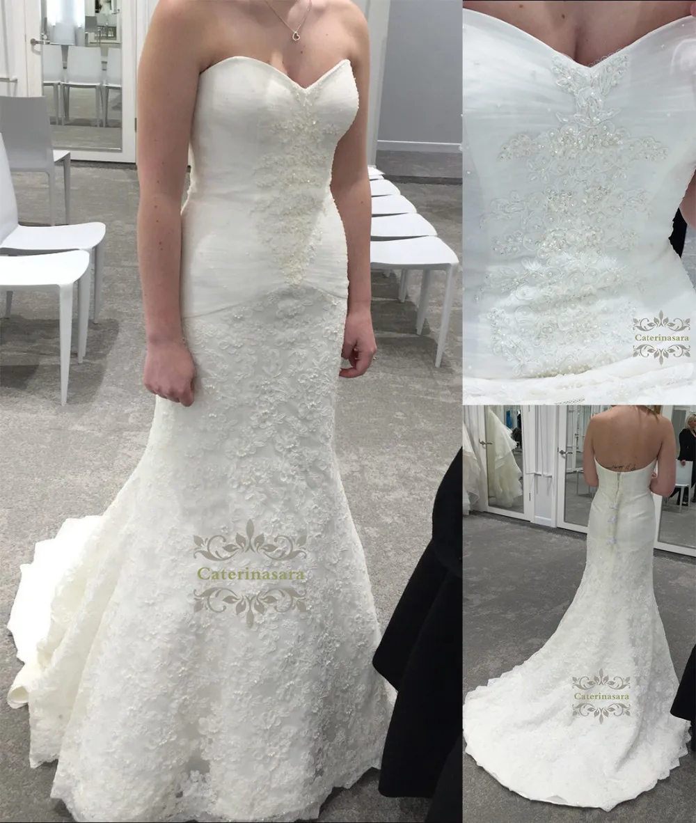 

Marvelous 2019 Lace Wedding Dress Plus Size Women Girl Bride Gown Bridal Party Sweetheart with Fit and Flare Crystals and Beads