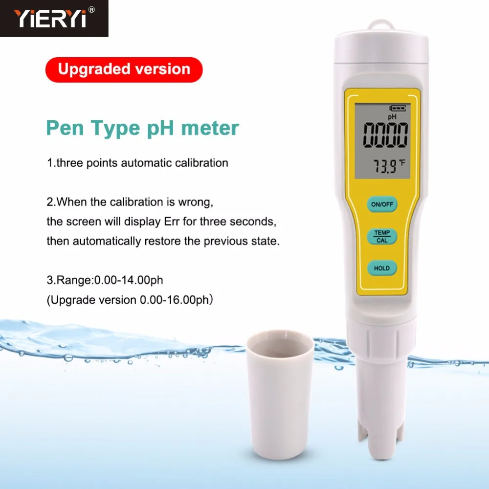 РН-метр Цифровой портативный ЖК-цифровой рН-метр ручка тестер Точность 0,01 аквариум бассейн Вода Вино моча автоматическая калибровка