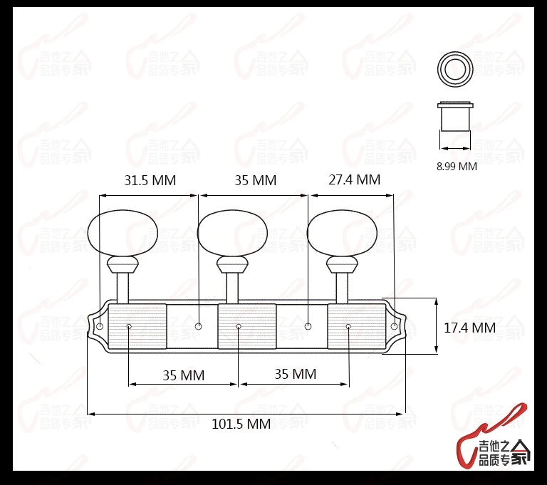 1 Набор GuitarFamily 3R-3L на пластине, винтажный стиль, Колки для гитары, машинные головки, никель, Сделано в Корее
