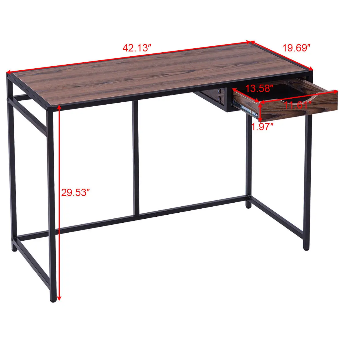 Giantex Computer Desk PC Laptop Table Modern Wood Top Metal Frame Writing Study Workstation Home Office Furniture HW56036