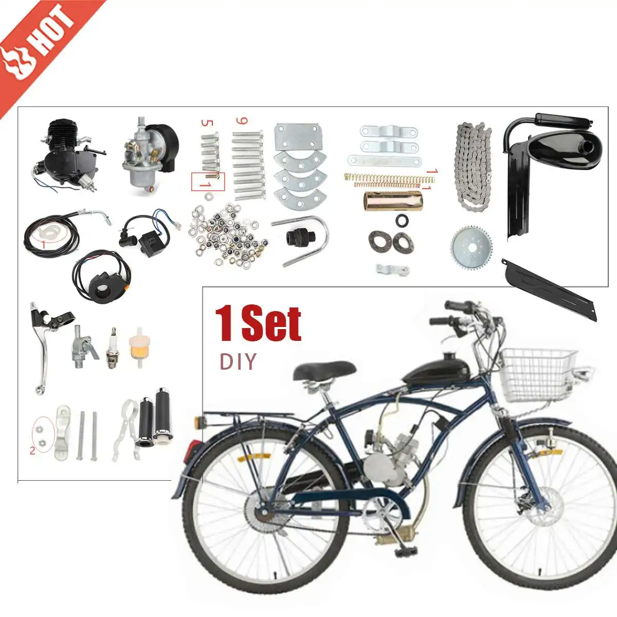32mm+40mm REED Valve INTAKE w//19mm AND 23mm Manifold for 2-stroke Motorized Bike
