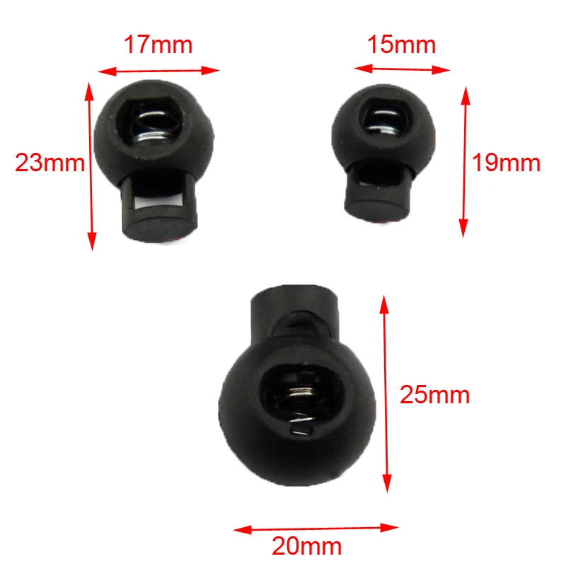 

50PCS Black Plastic Spring Loaded Round Toggle Stopper Cord Locks End