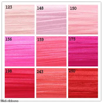 

5/8'' 16mm(1.5cm) 50y/lot Pink Red Plain Solid foe Fold Over Elastic for Hair Tie Headband Ponytail diy Accessories Pack