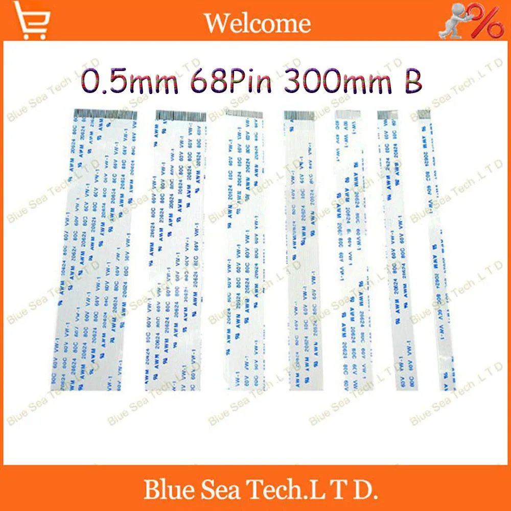 

100 pcs/lot FFC/FPC Flexible Flat Cable 0.5mm pitch 68 pin 300mm Isotropy A or Anisotropy B cable,20624.