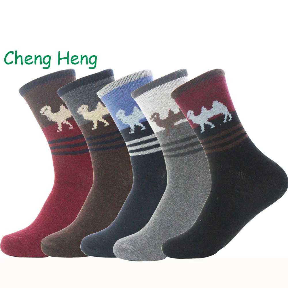 

Rabbit Wool Fabric Quality Men Spring Winter Warm Socks Deodorant Breathable Soft Business Casual Animal Pattern Male Socks