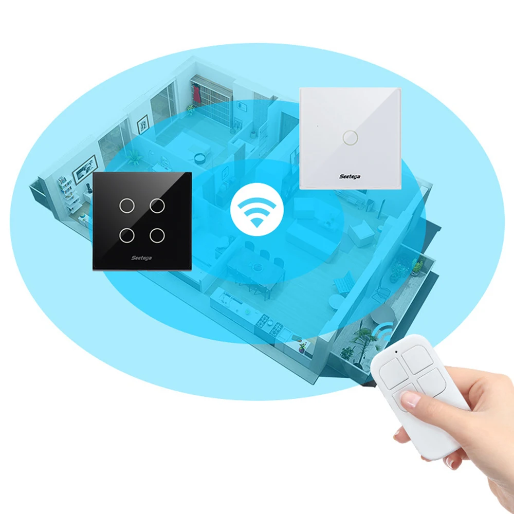 

Touch Switch Smart Light Switch Panel Wall interruptor Work with Alexa Google Home 1/2/3 Gang wifi light switch US/EU Standard