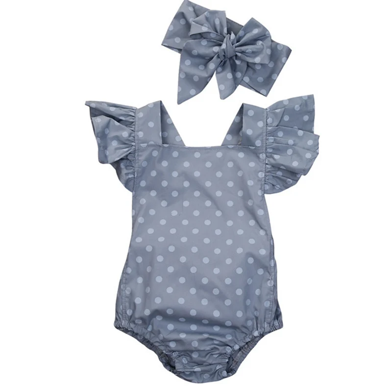 

Baby Girls Clothes Sets Newborn Summer Polka Dot Romper + Headband Sleeveless Jumpsuit Baby Rompers Infant Roupas Bebe CL2022