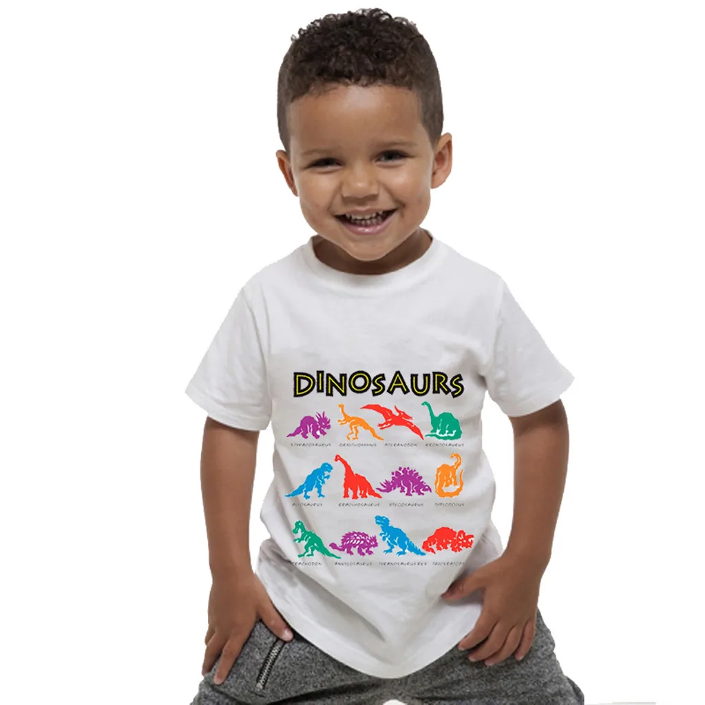 Летняя футболка для мальчиков футболки для маленьких девочек, футболка с динозавром для девочек, хлопковые детские футболки для мальчиков, Детские футболки Детские топы