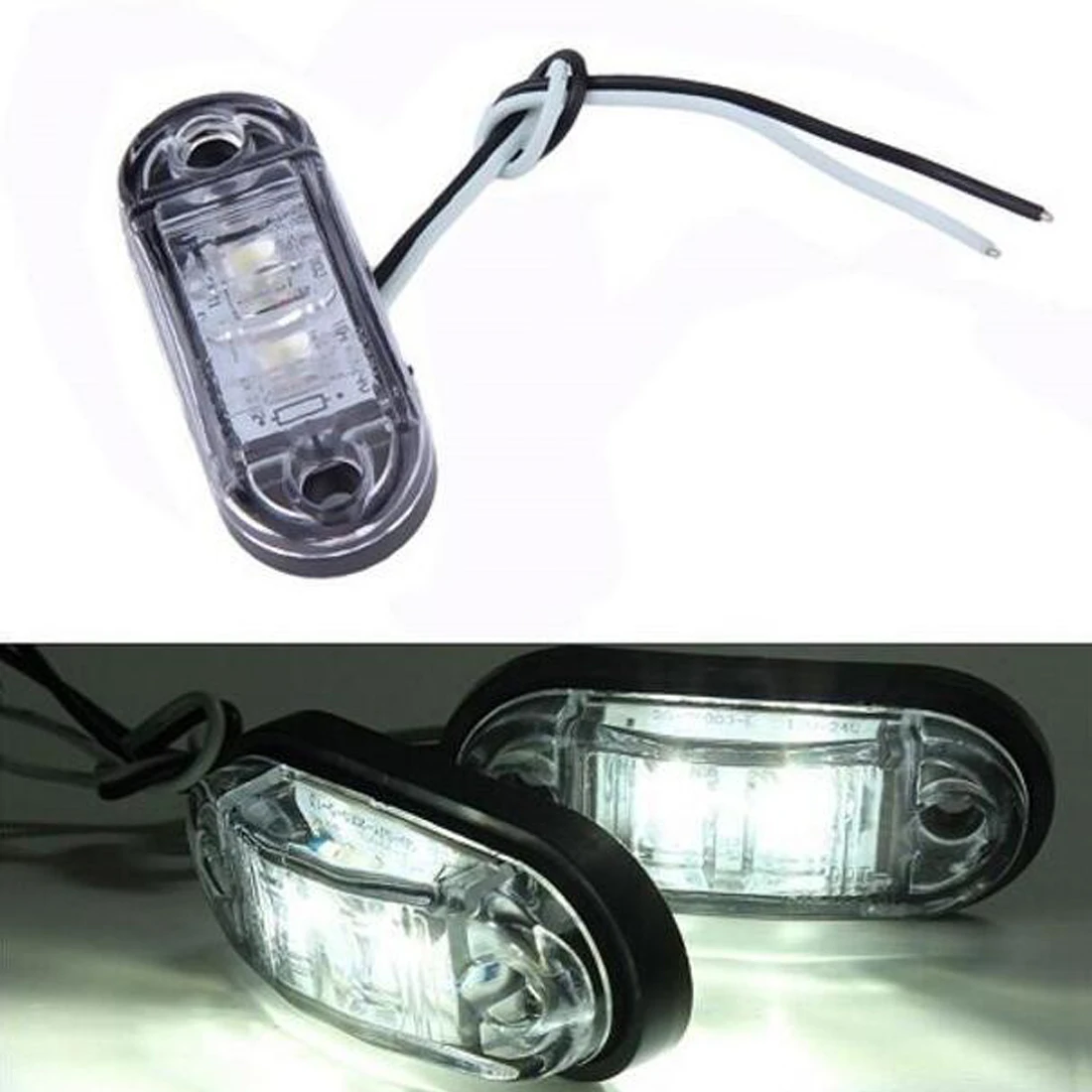 

Tonewan 2pcs Waterproof Piranha LED Side Marker Blinker Light Brake Signal Lamp 12/24V White Yellow Red For Car Truck Trailers