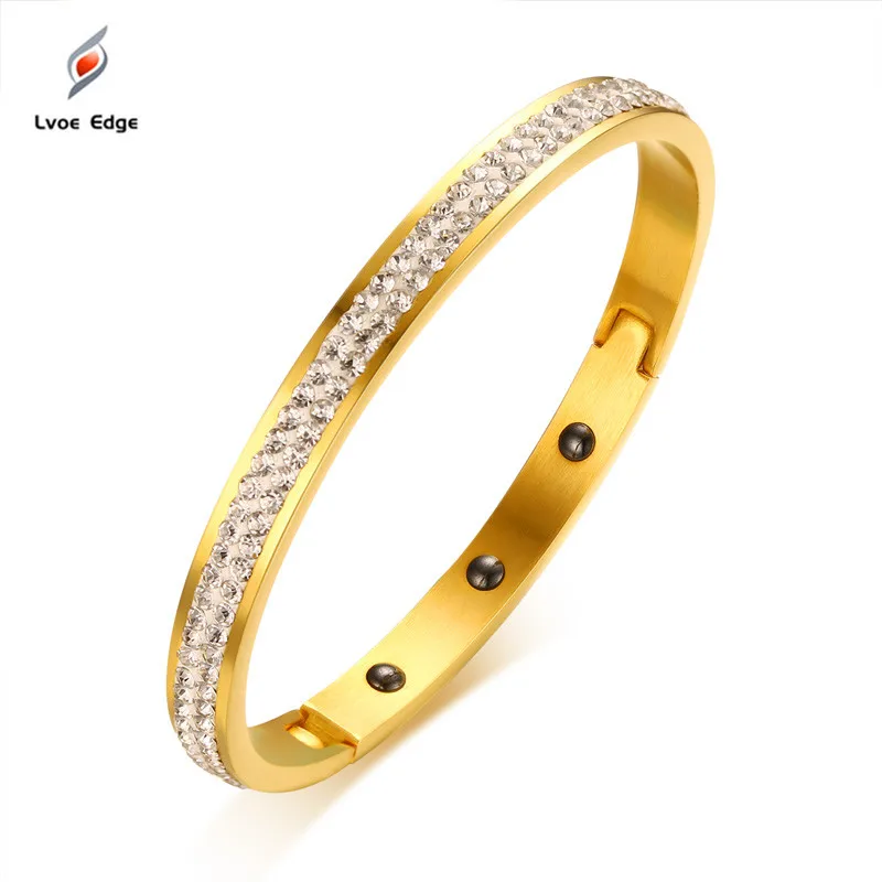 

2019 new Women's Stainless Steel Magnetic Hinged Cuff Bangle with Clear CZ Bracelet Therapy Pain Relief Stylish Jewelry