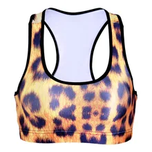 NEW 0081 Summer Sexy Girl Women leopard stripe dot 3D Prints Padded Push Up Gym Vest Top Chest Running Sport Yoga Bras