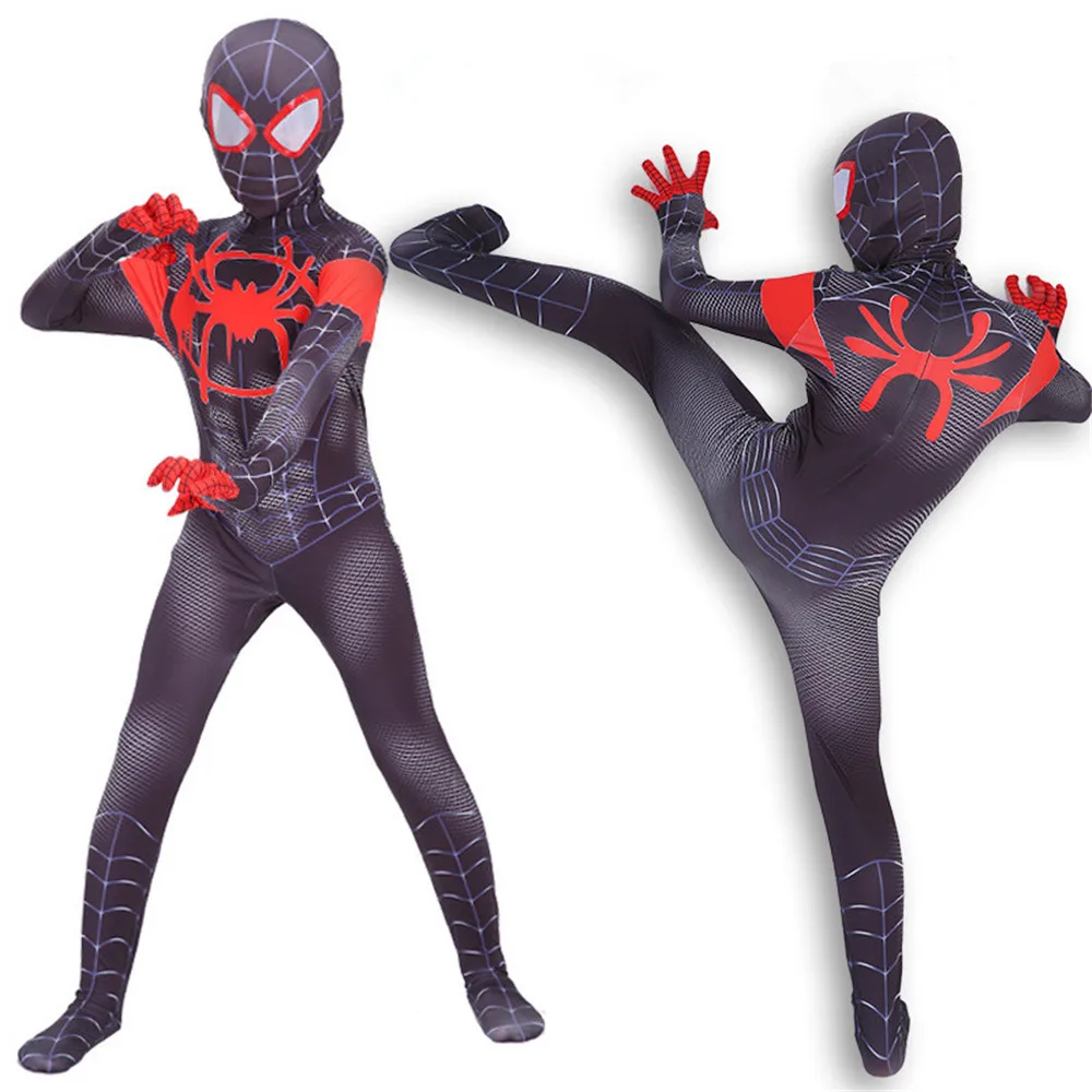 Miles Morales Spiderman 3D Print Costume Adult Kids Boys Spider Man ...