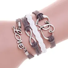 Couro multicamadas pulseira coração charm bracelet pulseras hombre femme pulseira masculina pulseiras de ancoragem para as mulheres homens jóias