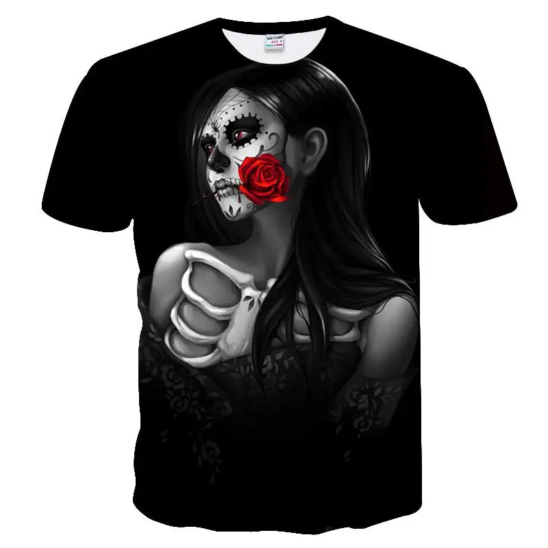 

Skull & Rock series punk style 3D printing T-shirt men and women T-shirt summer short-sleeved O-neck shirt and T-shirt 2019 new