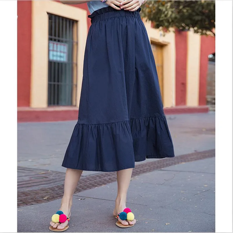 

High Street Women Ruffles Skirt Ruffles 2019 Summer Thin Cotton And Linen Solid Skirt Vestido Plue Size M-7XL