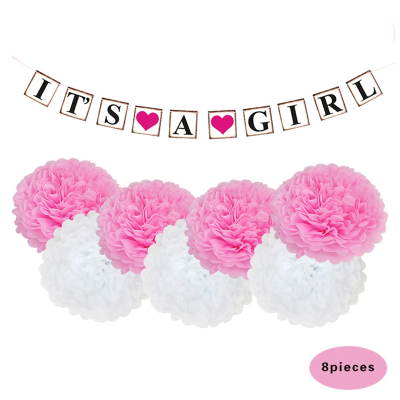 HAOCHU 8 шт./компл. It's A Girl баннер гирлянды флажки Baby Shower 1-й День рождения украшение