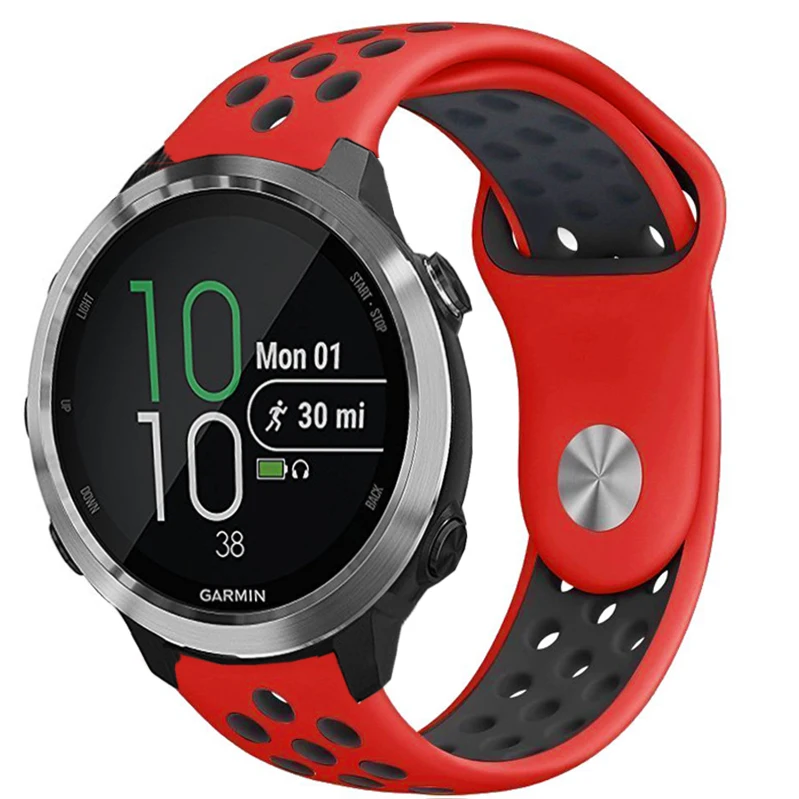 Яркие силиконовые часы ремешок для Garmin Forerunner 645 музыкальные умные часы мягкие Сменные аксессуары браслет 20 мм ремешок - Цвет: red black