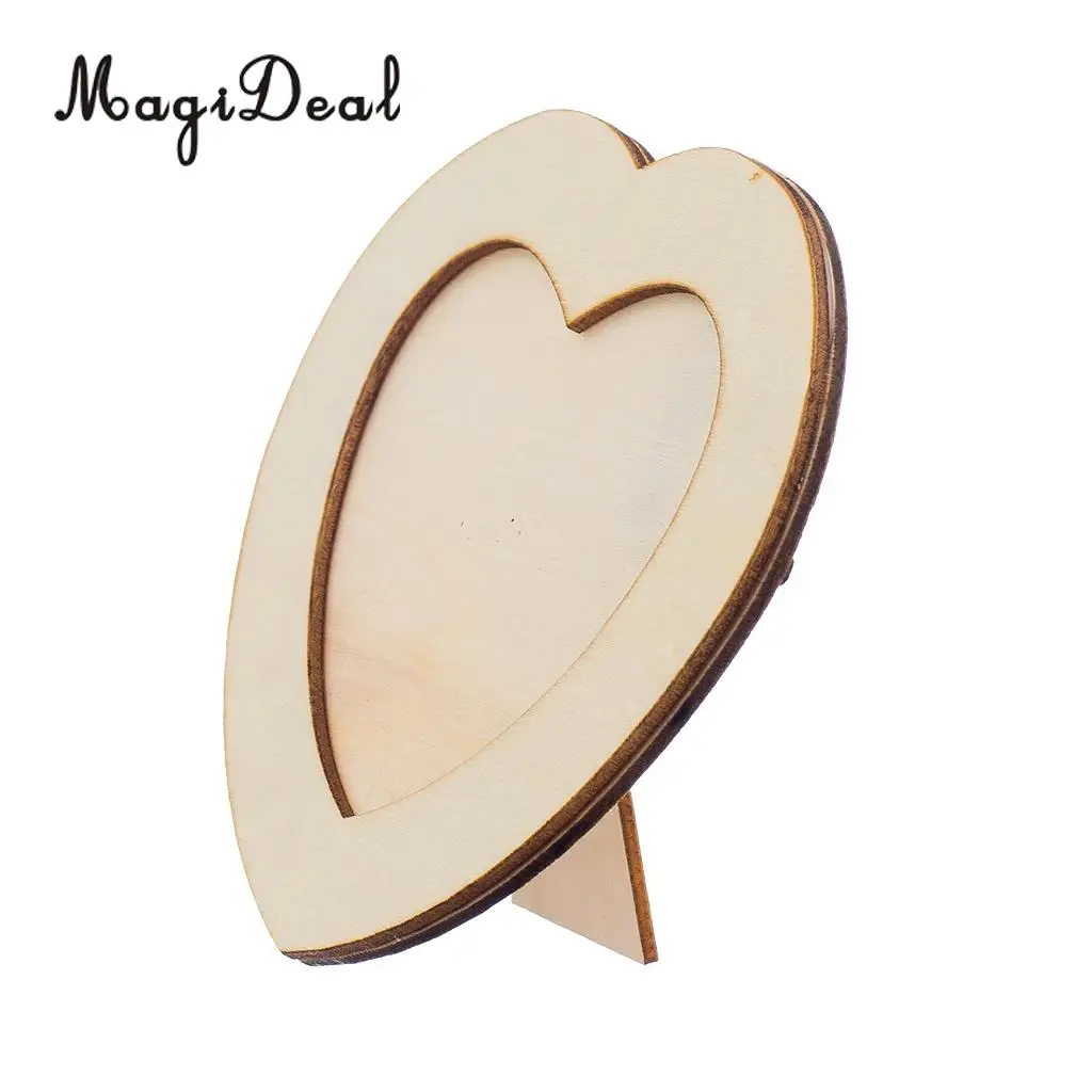 MagiDeal Wooden LOVE HEART Photo Frame DIY Picture Frame Art Craft Base Photo Frame Wedding Child Birthday Gift