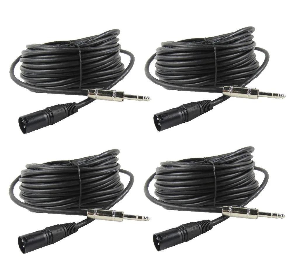 STARAUDIO 4 Pcs 50FT(15M) XLR 3 Pin Male to 1/4" Stereo Plug Shielded