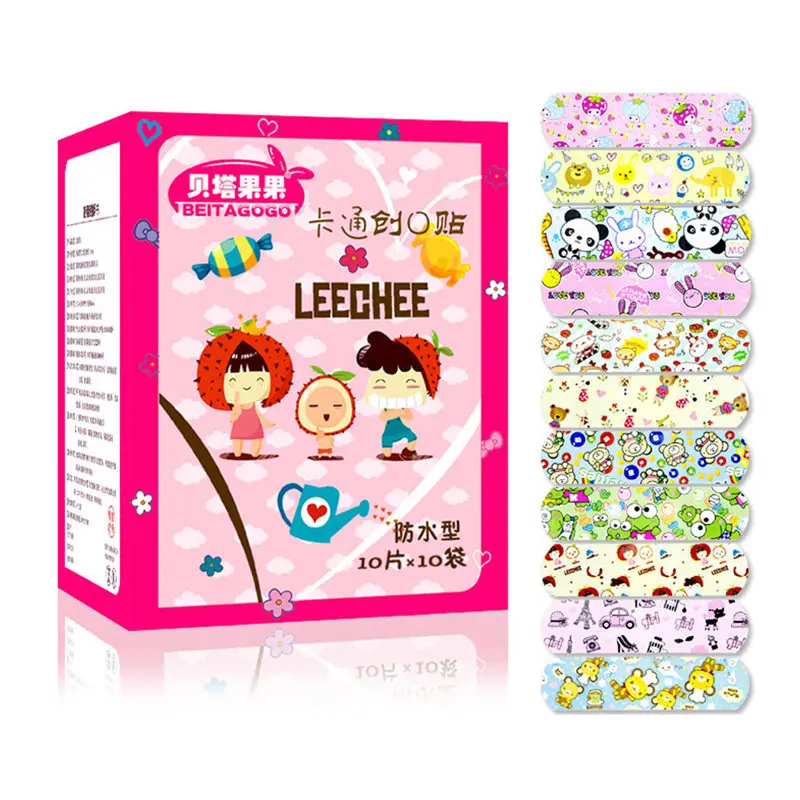 

100PCs Waterproof Breathable Cute Cartoon Band Aid Hemostasis Adhesive Bandages First Aid Emergency Kit For Kids Children