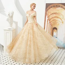 Платья для выпускного вечера с открытыми плечами цвета шампанского, блестящие шикарные кружевные женские вечерние платья трапециевидной формы, платья для выпускного вечера