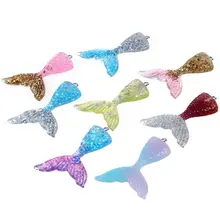 

10PCS Mixed Glitter Mermaid Fish Tail Resin Charm Pendant Fit Bracelet/Necklace
