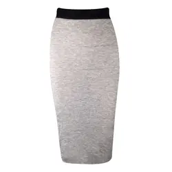 Женская юбка до колена с высокой талией, сексуальная юбка миди из хлопка, эластичная юбка-карандаш
