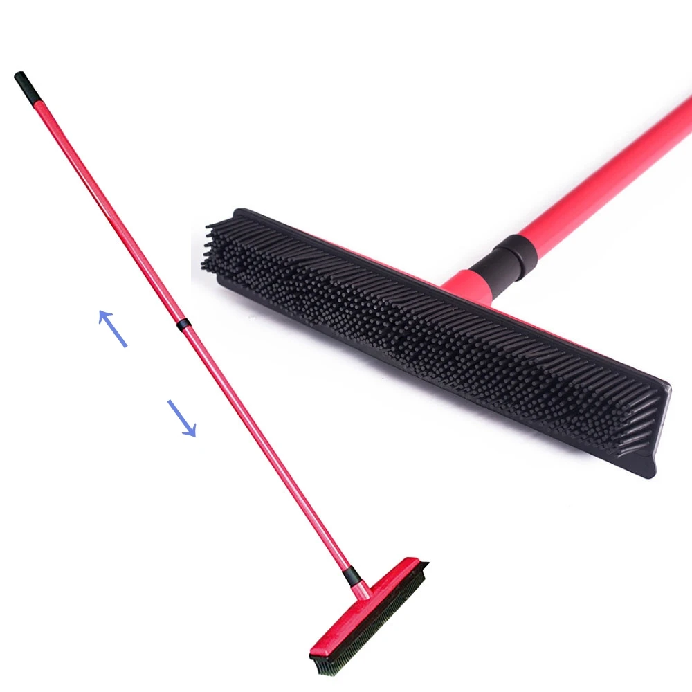

Long Push Magic Broom Sweeper Rubber Besom Pet Hair Removal Telescopic Bristles Sweeper Household Brush Carpet Cleaning Tools