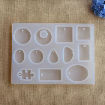 

Silicone Pendant Mold Resin Silicone Moulds handmade DIY Jewelry Making geometry molds Square Round drop with hole