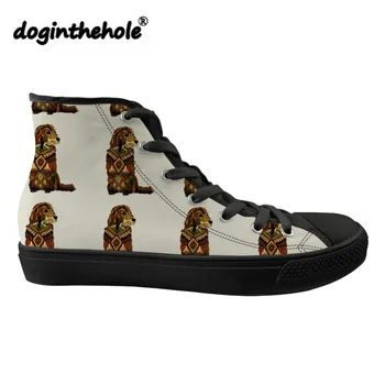 

doginthehole Women's High-top Vulcanized Shoes Golden Retriever Printing Classic Canvas Shoes for Teenagers Fashion Sneakers