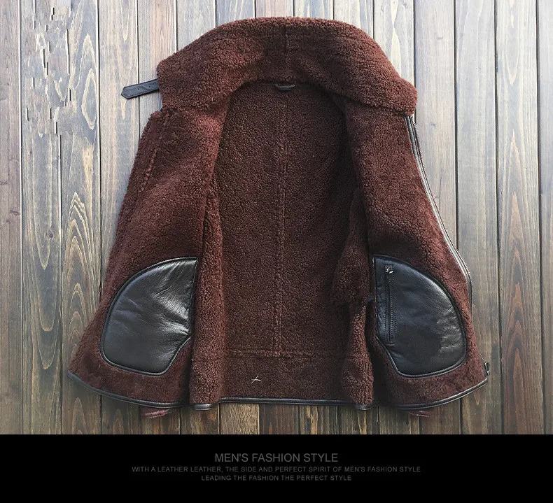 AYUNSUE куртка из натуральной кожи, пальто из натурального меха, мужская куртка из натуральной овчины, кожаная куртка, шерстяное пальто WP14D133 MY748