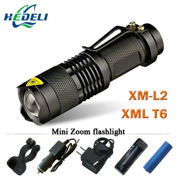 

Mini Zoom Led CREE XML T6 XM-L2 flashlight lanterna Led Torch Powerful Rechargeable Flashlights 3800 Lumens Use 18650 battery