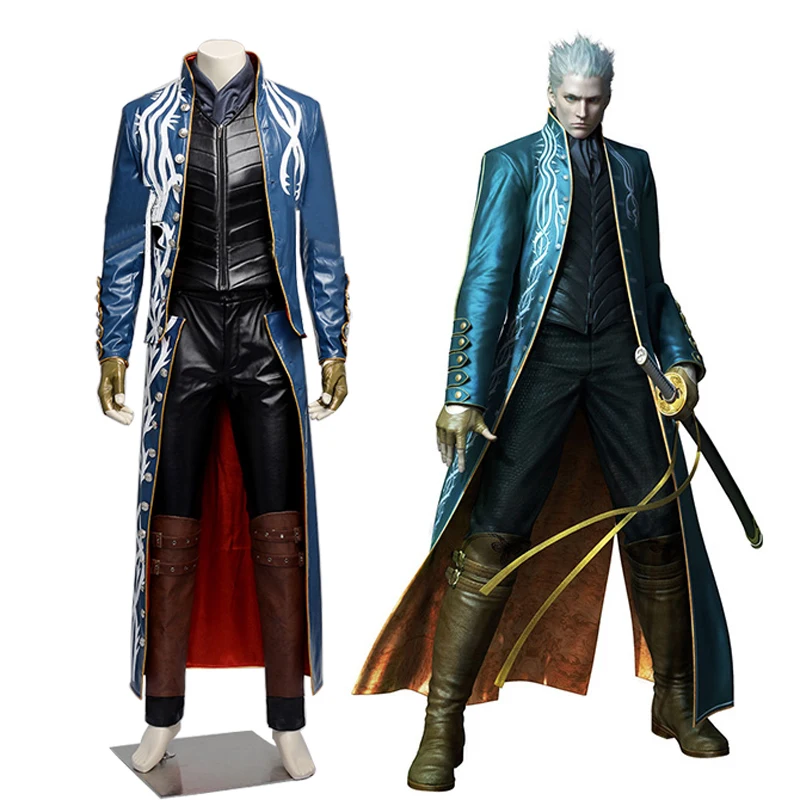 Devil May Cry 3 Vergil Cosplay Costumes Clothing Full Sets Adult Men Halloween
