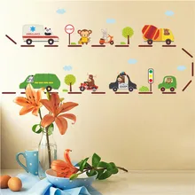 Мультфильм автомобиль шоссе наклейки на стену для детской комнаты детский сад детская комната украшение на стену автомобиля наклейки мальчик