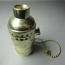 2 unids/lote oro Vintage E27 de aluminio de interruptor de la cremallera titular de la lámpara hembra se aplican en Edison bombilla luz envío gratis